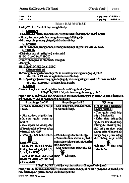 Giáo án môn Sinh học Khối 8 - Học kỳ I - Năm học 2011-2012