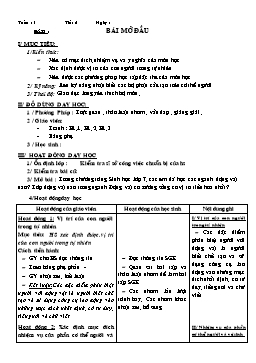 Giáo án môn Sinh học Khối 8 - Trọn bộ cả năm