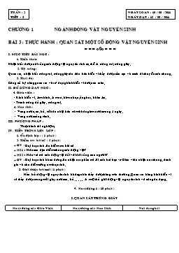 Giáo án môn Sinh học Lớp 7 - Tiết 3: Thực hành: Quan sát một số động vật nguyên sinh - Năm học 2011-2012