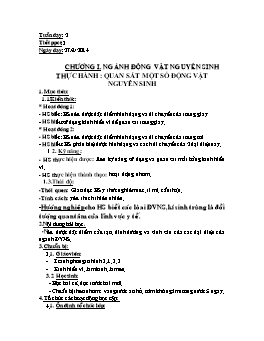 Giáo án môn Sinh học Lớp 7 - Tiết 3: Thực hành: Quan sát một số động vật nguyên sinh - Năm học 2014-2015