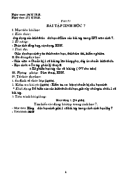 Giáo án môn Sinh học Lớp 7 - Tiết 53: Bài tập sinh học 7 - Năm học 2009-2010