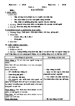 Giáo án môn Sinh học Lớp 8 - Chương trình cả năm - Năm học 2010-2011