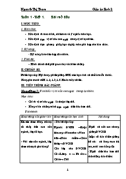 Giáo án môn Sinh học Lớp 8 - Học kì I