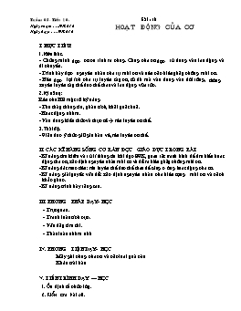 Giáo án môn Sinh học Lớp 8 - Tiết 10: Hoạt động của cơ - Năm học 2010-2011
