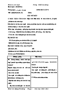 Giáo án môn Sinh học Lớp 8 - Trọn bộ cả năm - Năm học 2011-2012