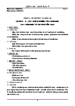 Giáo án môn Sinh học Lớp 9 - Chương trình cả năm - Năm học 2011-2012