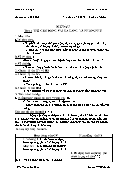 Giáo án Sinh học 7 - Chương trình giảng dạy cả năm - Năm học 2010-2011