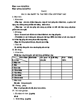 Giáo án Sinh học 7 - Tiết 25: Đa dạng và vai trò của lớp giáp xác - Năm học 2011-2012