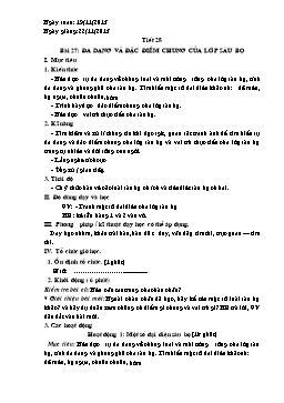 Giáo án Sinh học 7 - Tiết 28: Đa dạng và đặc điểm chung của lớp sâu bọ - Năm học 2013-2014