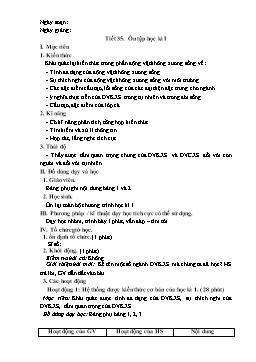 Giáo án Sinh học 7 - Tiết 35: Ôn tập học kỳ I