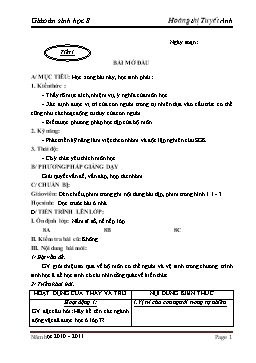 Giáo án Sinh học 8 - Chương trình cả năm - Năm học 2006-2007