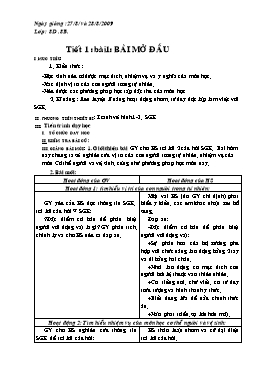 Giáo án Sinh học 8 - Chương trình dạy cả năm - Năm học 2009-2010