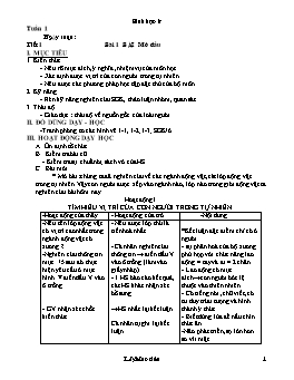 Giáo án Sinh học 8 - Chương trình giảng dạy học kỳ I