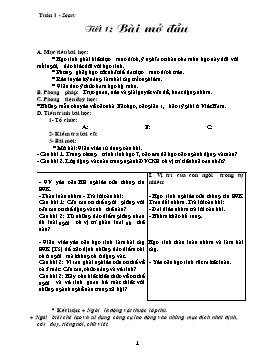 Giáo án Sinh học 8 - Chương trình học kỳ I hay nhất