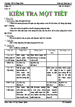 Giáo án Sinh học 8 - Tiết 19: Kiểm tra một tiết - Năm học 2011-2012