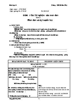 Giáo án Sinh học 9 - Chương trình cả năm - Năm học 2010-2011