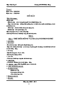 Giáo án Sinh học Khối 7 - Cả năm - Năm học 2010-2011