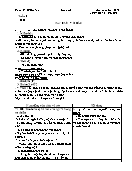 Giáo án Sinh học Khối 8 - Chương trình cả năm - Năm học 2011-2012