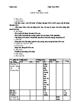 Giáo án Sinh học Lớp 7 - Kiểm tra học kỳ II