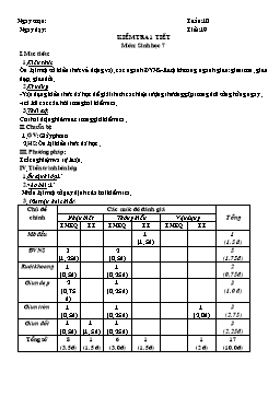 Giáo án Sinh học Lớp 7 - Tiết 19: Kiểm tra một tiết