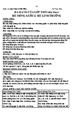 Giáo án Sinh học Lớp 7 - Tiết 52: Đa dạng của lớp thú (Tiếp theo) - Bộ móng guốc & bộ linh trưởng - Võ Văn Chi