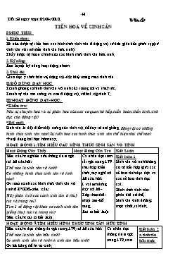 Giáo án Sinh học Lớp 7 - Tiết 58: Tiến hóa về sinh sản - Võ Văn Chi