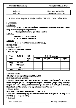 Giáo án Sinh học Lớp 7 - Tuần 23 - Năm học 2010-2011