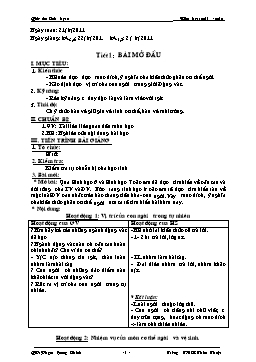 Giáo án Sinh học Lớp 8 - Chương trình cả năm chuẩn nhất - Năm học 2011-2012