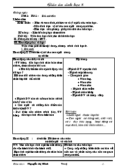 Giáo án Sinh học Lớp 8 - Chương trình cả năm - Năm học 2006-2007