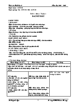 Giáo án Sinh học Lớp 8 - Chương trình dạy cả năm - Năm học 2010-2011