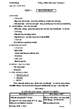 Giáo án Sinh học Lớp 8 - Chương trình giảng dạy cả năm - Năm học 2010-2011