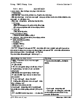 Giáo án Sinh học Lớp 8 - Chương trình giảng dạy cả năm - Năm học 2009-2010