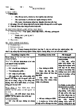 Giáo án Sinh học Lớp 8 - Chương trình giảng dạy cả năm