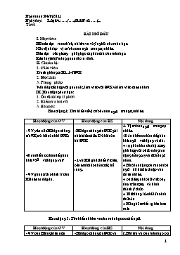 Giáo án Sinh học Lớp 8 - Chương trình học kỳ I - Năm học 2011-2012