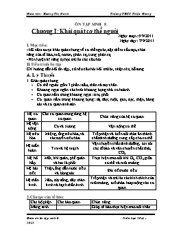 Giáo án Sinh học Lớp 8 - Ôn tập - Năm học 2011-2012