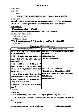 Giáo án Sinh học Lớp 8 - Tiết 16+17