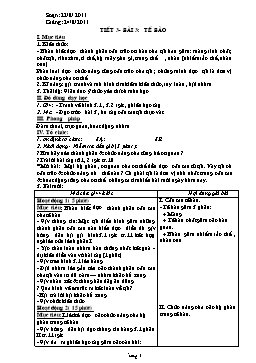 Giáo án Sinh học Lớp 8 - Tiết 3: Tế bào - Năm học 2011-2012