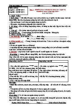 Giáo án Sinh học Lớp 8 - Trọn bộ cả năm - Năm học 2011-2012