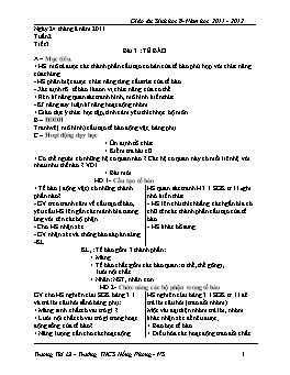 Giáo án Sinh học Lớp 8 - Tuần 2 - Năm học 2011-2012