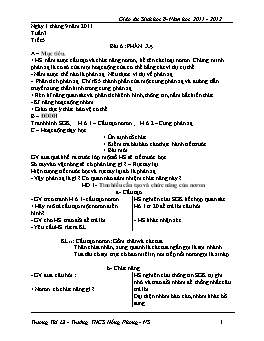 Giáo án Sinh học Lớp 8 - Tuần 3 - Năm học 2011-2012