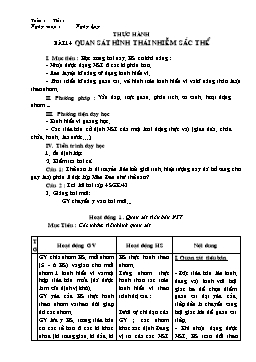 Giáo án Sinh học Lớp 9 - Bài 14: Thực hành quan sát hình thái nhiễm sắc thể