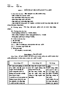 Giáo án Sinh học Lớp 9 - Bài 17: Mối quan hệ giữa gen và ARN