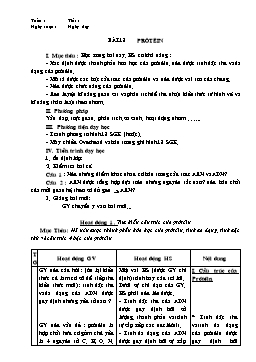 Giáo án Sinh học Lớp 9 - Bài 18: Protein