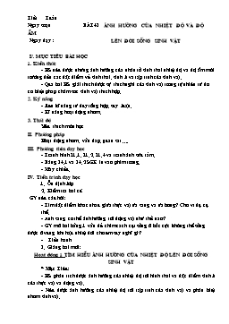 Giáo án Sinh học Lớp 9 - Bài 43: Ảnh hưởng của nhiệt độ lên đời sống sinh vật