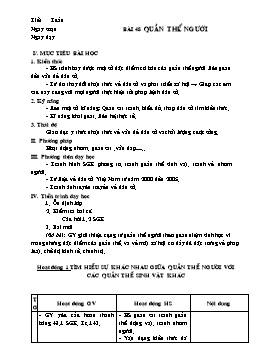 Giáo án Sinh học Lớp 9 - Bài 48: Quần thể người