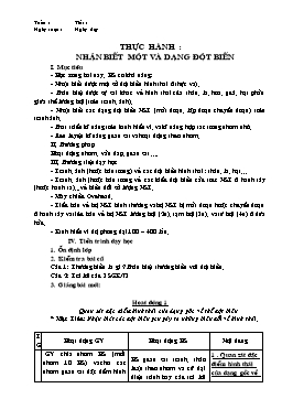 Giáo án Sinh học Lớp 9 - Thực hành: Nhận biết một và dạng đột biến