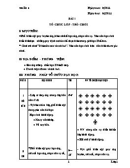 Giáo án Thể dục Lớp 1 - Tuần 1 đến 8 - Năm học 2011-2012