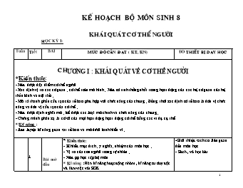 Kế hoạch dạy học bộ môn Sinh học Lớp 8