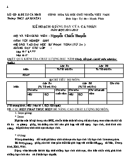 Kế hoạch giảng dạy của cá nhân môn Toán - Năm học 2011-2012 - Nguyễn Chiến Thuyền