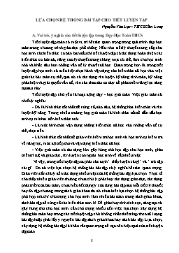 Lựa chọn hệ thống bài tập cho tiết luyện tập - Nguyễn Văn Lực